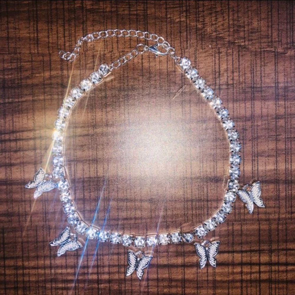 Cubic Zircon SilverButterfly Anklet/Bracelet - Picture 4 of 7
